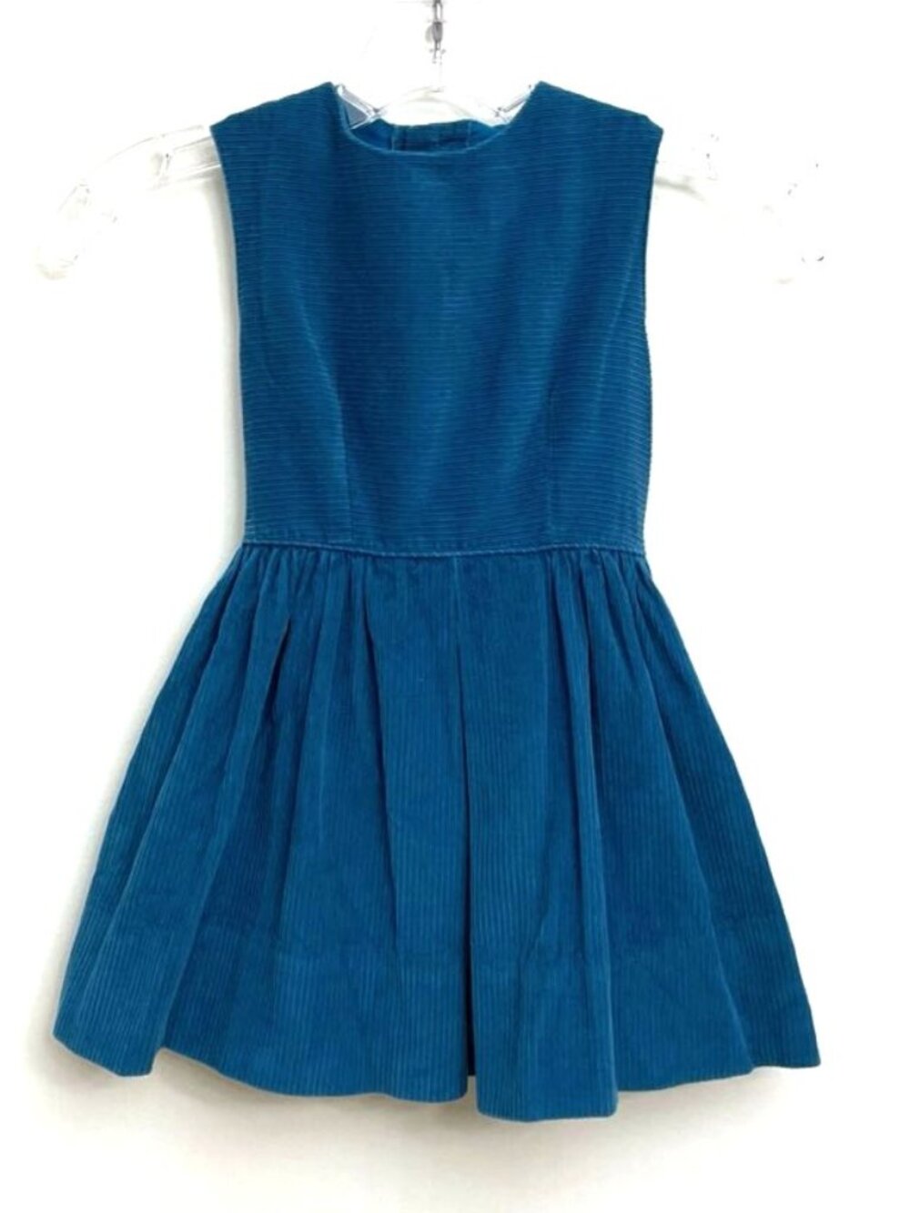 Vintage Cinderella Corduroy Jumper Dress Size 5 Teal Blue Cotton Made in USA